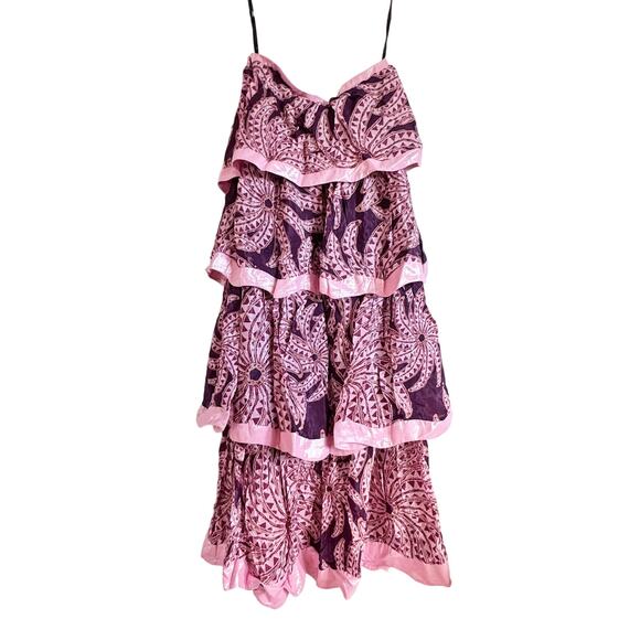 FARM RIO Strapless Bananada Print Tiered Midi Dress NWT Size M - Picture 7 of 7